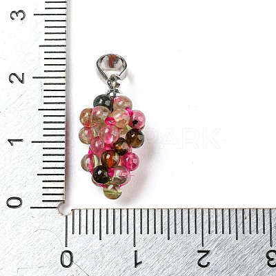 Natural Multicolor Tourmaline Round Cluster Pendants G-D094-04P-1