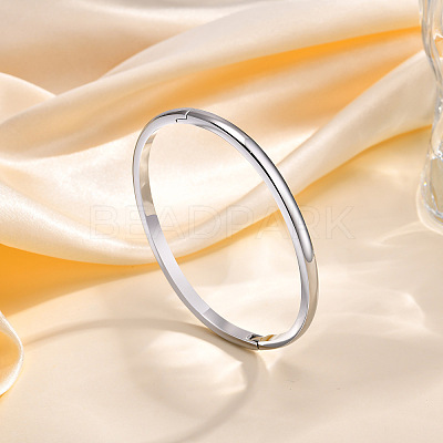 Non-Tarnish 304 Stainless Steel Smooth Hinged Bangles LS-BJEW-Q772-01P-1