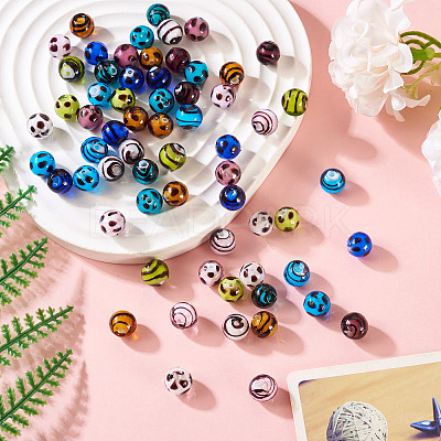 64Pcs 16 Styles Handmade Lampwork Beads LAMP-TA0001-59A-1
