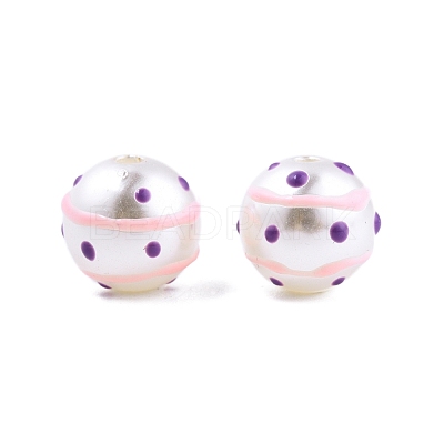 Spot Pattern Opaque ABS Plastic Imitation Pearl Enamel Beads KY-G020-02B-1