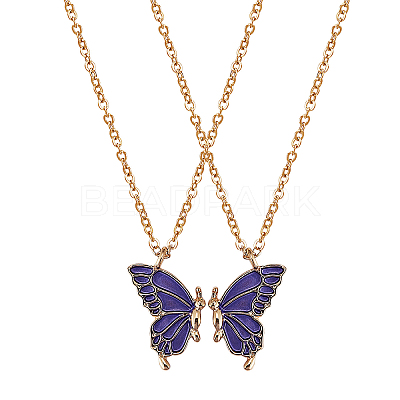 2Pcs Matching Butterfly Pendant Necklaces Set JN1033A-1-1