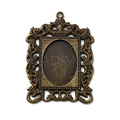 Rectangle Tibetan Style Alloy Big Pendant Cabochon Settings PALLOY-K109-77AB-NR-1