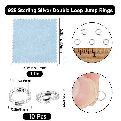 10Pcs 925 Sterling Silver Split Jump Rings STER-BBC0007-85B-1
