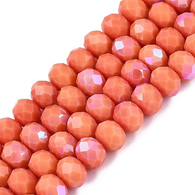Electroplate Opaque Solid Color Glass Beads Strands EGLA-A034-P8mm-L03-1
