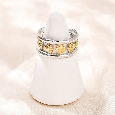 304 Stainless Steel Double Color Cuff Rings RJEW-S635-01GP-20-1