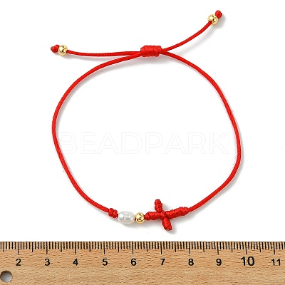 Rack Plating Brass & Natural Cultured Freshwater Pearl Beads Braided Bead Bracelets BJEW-JB13768-1