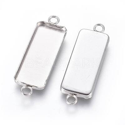 Non-Tarnish 304 Stainless Steel Cabochon Connector Settings X-STAS-F222-032-1