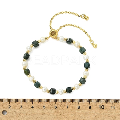 Adjustable Natural Gemstone & Cultured Freshwater Pearl Beads Slider Bracelets for Women BJEW-JB13609-1