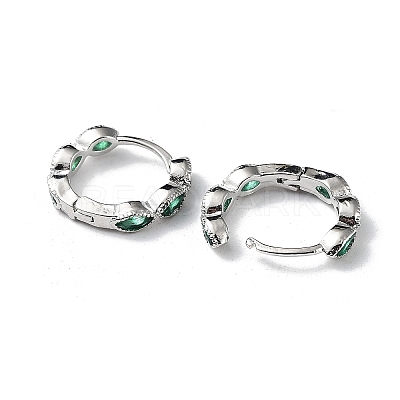Green Cubic Zirconia Horse Eye Wrap Hoop Earrings EJEW-K083-34P-C-1