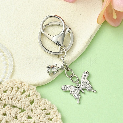 Alloy Rhineston and ABS Plastic Pearl Keychain KEYC-YW00028-01-1