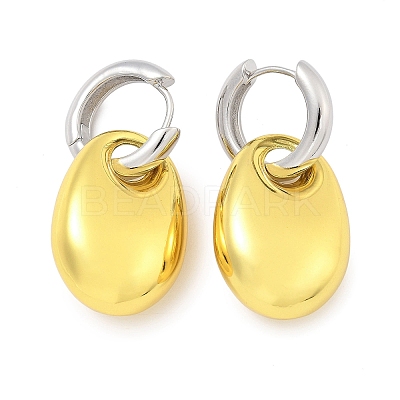 Oval Brass Hoop Earrings for Women EJEW-U057-06A-03GP-1