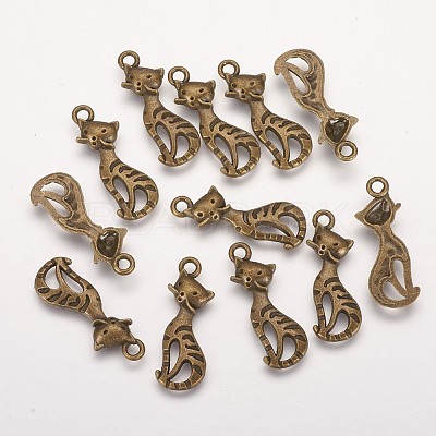 Tibetan Style Alloy Kitten Pendants X-PALLOY-2703-AB-FF-1