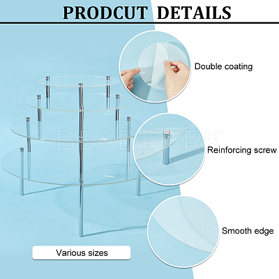 4 Sets 4 Styles Round Acrylic Cupcake Riser Holder ODIS-FG0001-70-1