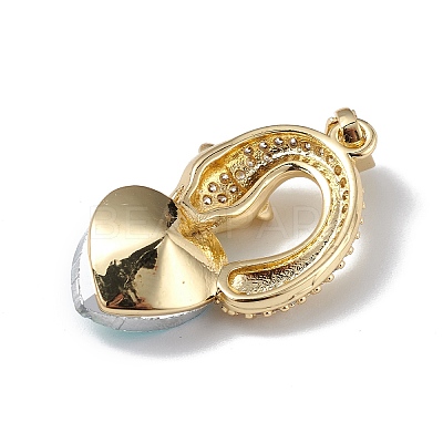 Real 18K Gold Plated Rack Plating Brass Micro Pave Clear Cubic Zirconia Pendants KK-C015-12G-01-1