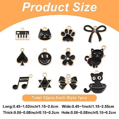 12Pcs 12 Styles Alloy Pendants ENAM-YW0006-93-1