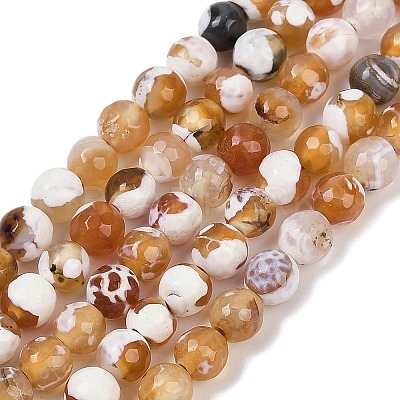 Natural Fire Crackle Agate Beads Strands G-C082-A01-33-1