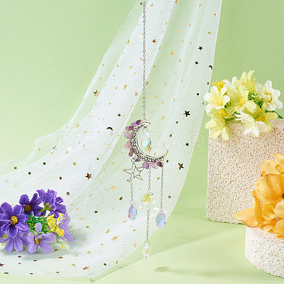 Moon & Star Alloy Hanging Ornaments HJEW-TADJ0024-1