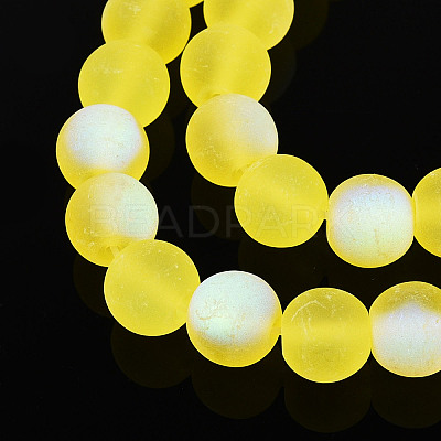 Frosted Transparent Glass Beads Strands GLAA-T032-T8mm-MBB12-1