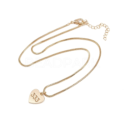 Brass Heart with Lucky Number 333 Pendant Necklaces & Alloy Pendants Sets SJEW-P005-01G-1