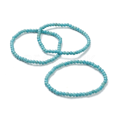 Synthetic Turquoise Beaded Stretch Bracelets BJEW-A117-A-18-1