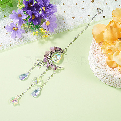 Moon & Star Alloy Hanging Ornaments HJEW-TADJ0024-1