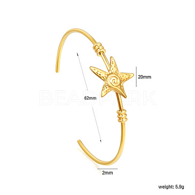 Ocean 304 Stainless Steel Starfish Open Cuff Bangles for Women WG4B16C-01-1