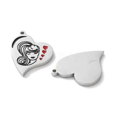304 Stainless Steel Enamel Pendants STAS-M102-13P-02-1