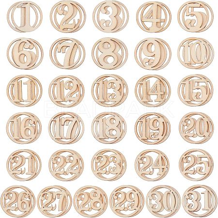 Wooden Hollow Number Chip WOOD-WH0027-13-1