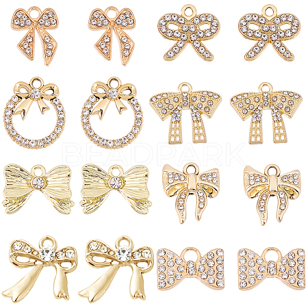32Pcs 8 Styles Alloy Rhinestone Pendants ALRI-SC0001-48-1