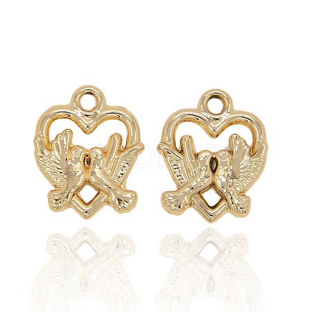 Nickel Free & Lead Free Golden Plated Alloy Bird Charms PALLOY-J169-92G-NR-1