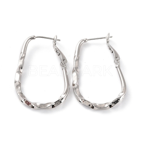 Twist Teardrop Huggie Hoop Earrings EJEW-C002-23P-RS-1