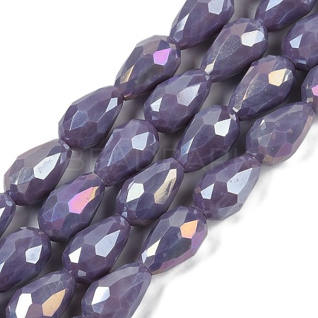 Opaque Solid Color Electroplate Glass Beads Strands LS-EGLA-N013-P10mm-B09-1