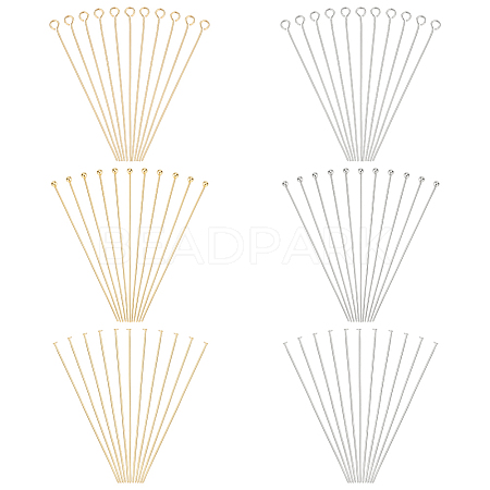 600Pcs 6 Styles 304 Stainless Steel Flat Head & Ball Head & Eye Pins STAS-ME0003-14-1