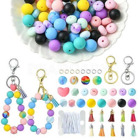 DIY Silicone Beaded Keychain Making Kit DIY-YW0008-61-1
