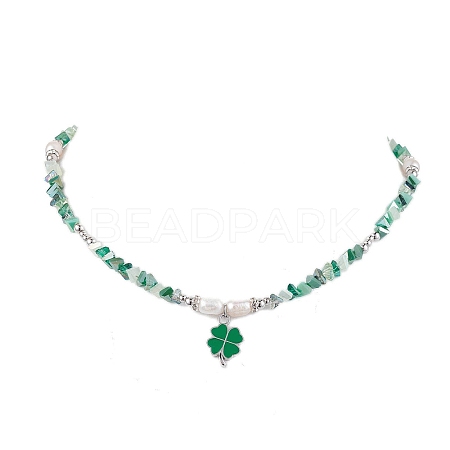 Glass & Brass & Pearl Beaded Necklaces for Women X1-NJEW-TA00158-1
