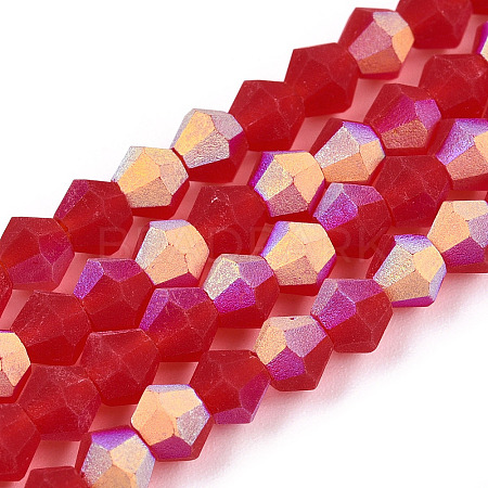 Imitate Austrian Crystal Bicone Frosted Glass Beads Strands GLAA-F029-TM3mm-A14-1