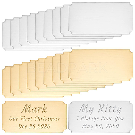 20Pcs 2 Colors Self-adhesive 201 Stainless Steel Type Business Cards AJEW-UN0002-30B-1