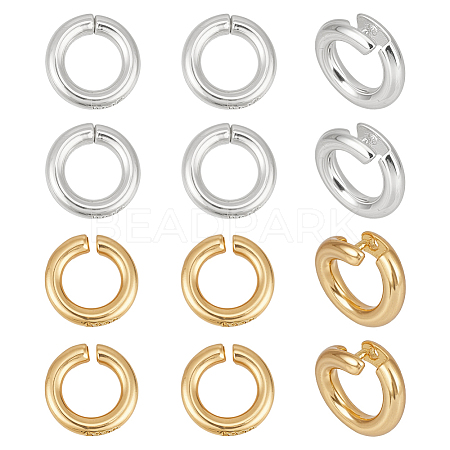 12Pcs 2 Styles 925 Sterling Silver Open Jump Rings STER-PH0004-62-1