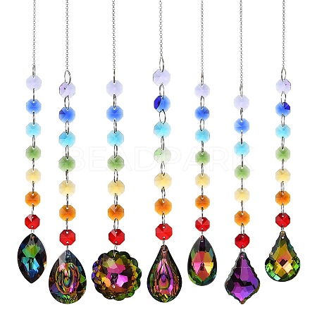 Quartz Crystal Pendant Decorations HJEW-M007-05B-P-1