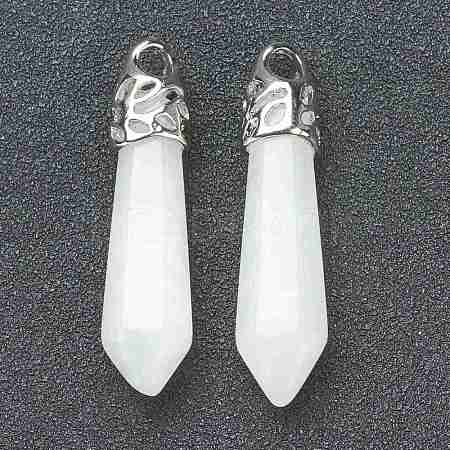 Bullet Natural White Jade Pointed Pendants G-E332-C27-1