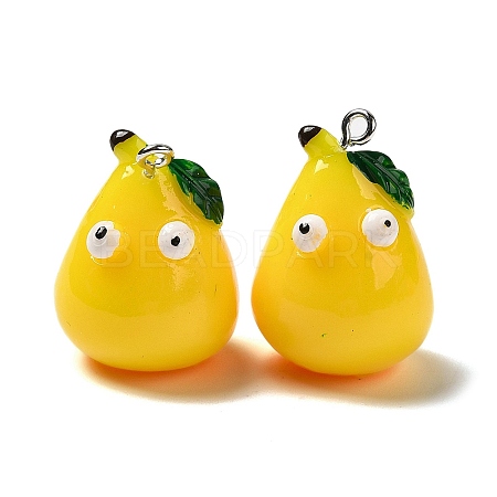 Cartoon Opaque Resin Fruit Pendants CRES-B018-10-1