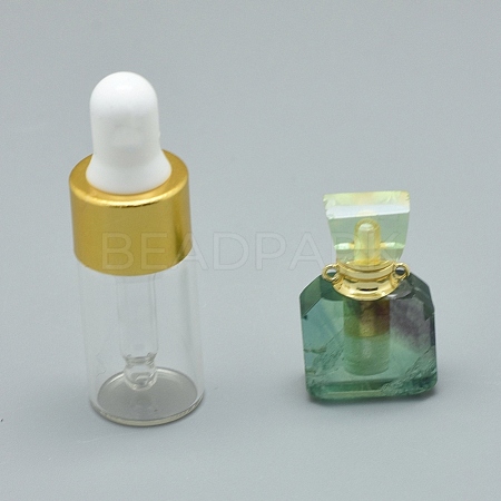 Faceted Natural Fluorite Openable Perfume Bottle Pendants G-E556-15A-1