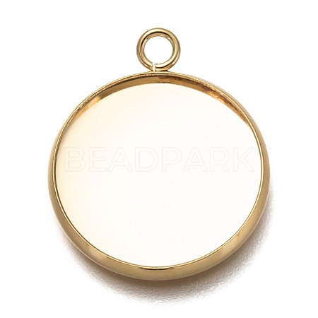 304 Stainless Steel Pendant Cabochon Settings STAS-Z030-01D-G-1
