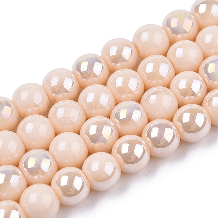 Electroplate Opaque Glass Beads Strands GLAA-T032-P6mm-AB09-1