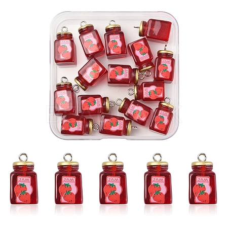 15Pcs Strawberry Jam Resin Pendants RESI-FS0002-15-1
