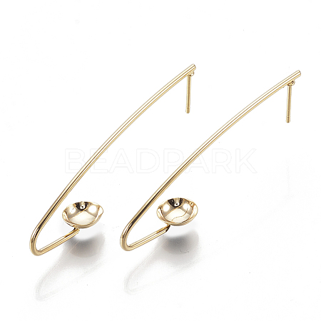 Brass Stud Earring Settings KK-S345-280G-1