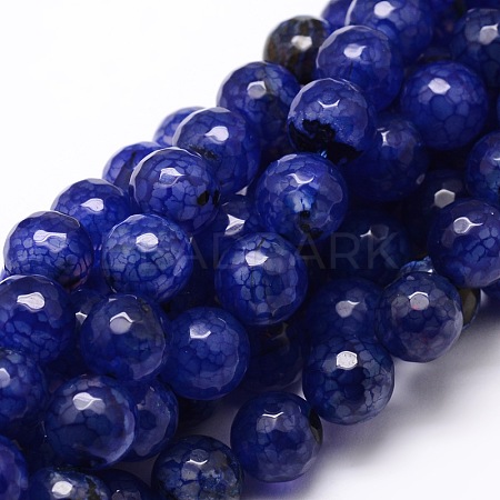Dyed Natural Agate Faceted Round Beads Strands G-E320E-8mm-08-1