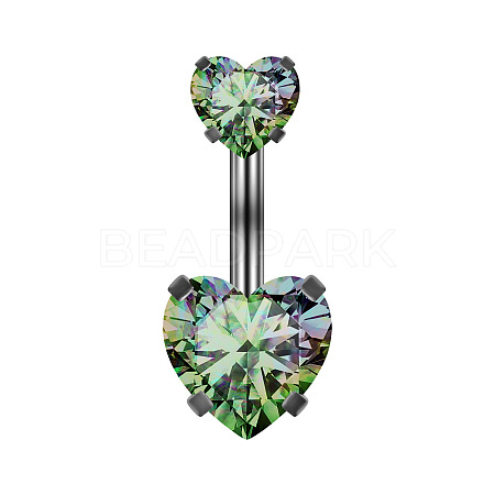 Heart Cubic Zirconia Belly Button Rings WG98059-07-1