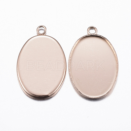 Ion Plating(IP) 304 Stainless Steel Pendant Cabochon Settings STAS-H378-06RG-1