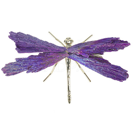 Electroplate Natural Tourmaline Insect Dragonfly Figurine PW23052281268-1